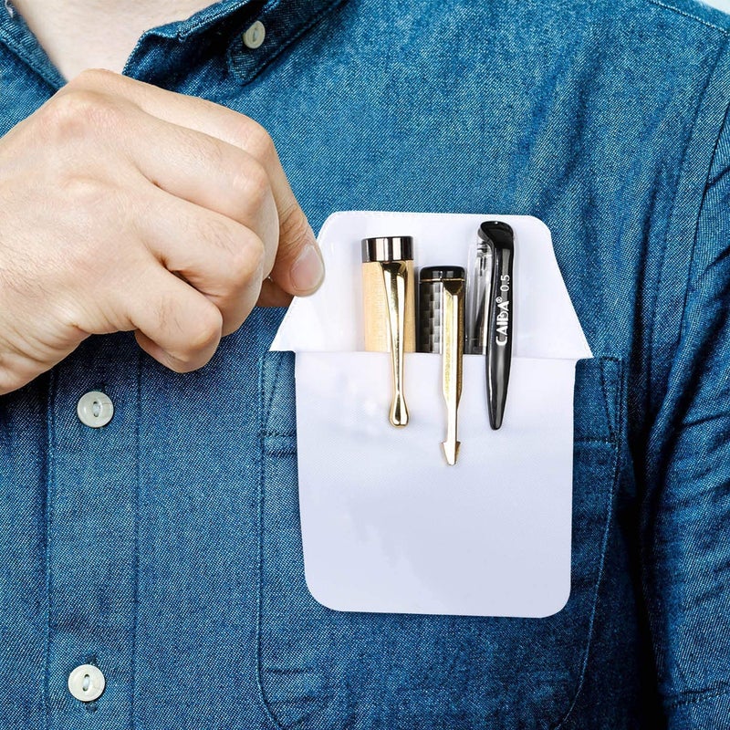 YTYKINOY 5 Pieces Heavy Duty PVC Shirts Lab Coats Pocket Protector for Pen Leaks (White) - Image 4